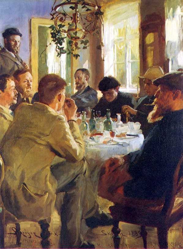 Peder Severin Kroyer Almuerzo con pintores de Skagen